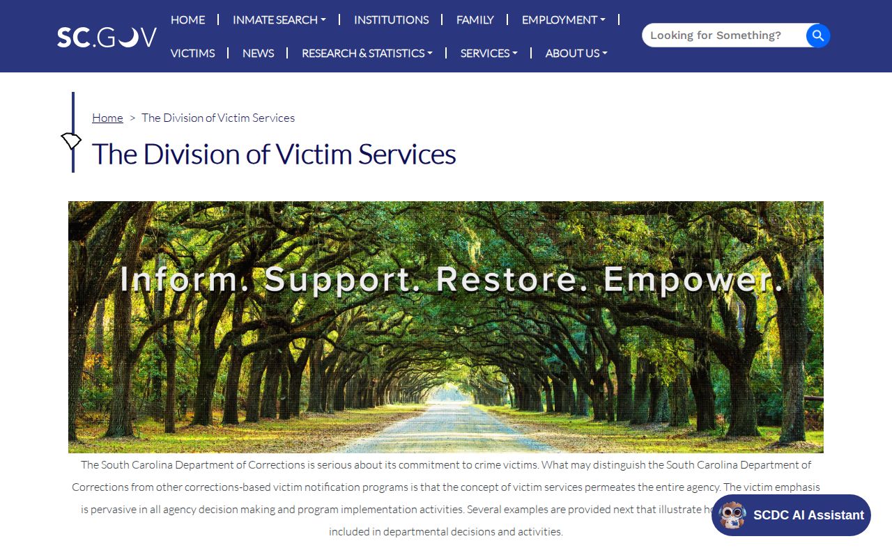 SCDC VINE inquiry and victim notification information