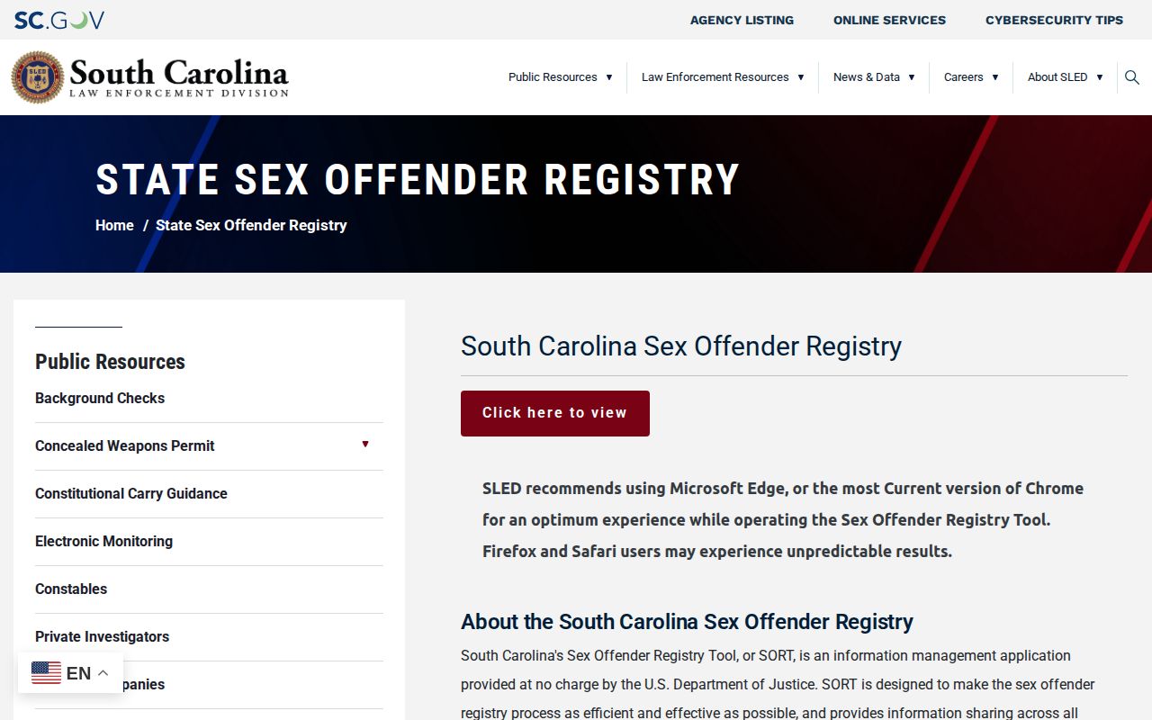 SLED registry gateway for Fairfield County released inmate photo context