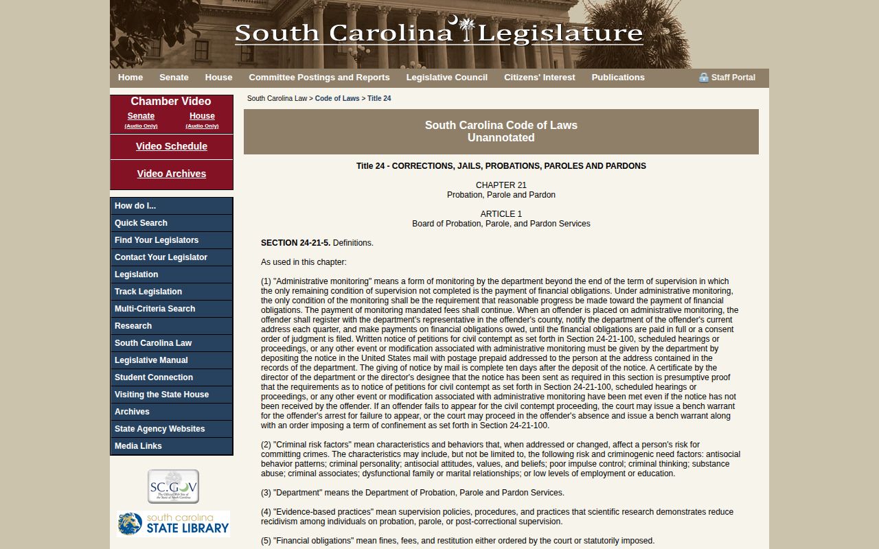 South Carolina parole eligibility law for a Fairfield County release date